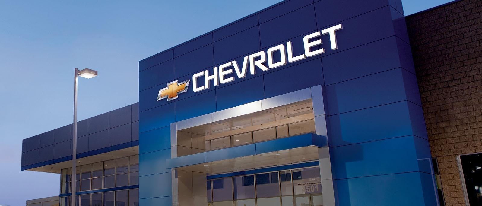 Chevrolet dealership exterior with Chevrolet signage