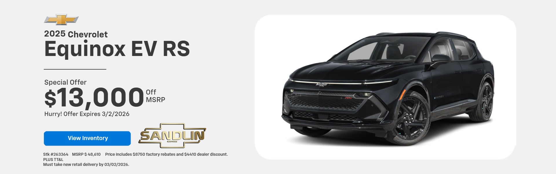 Up to $13,000 off MSRP on Chevy Equinox EV RS